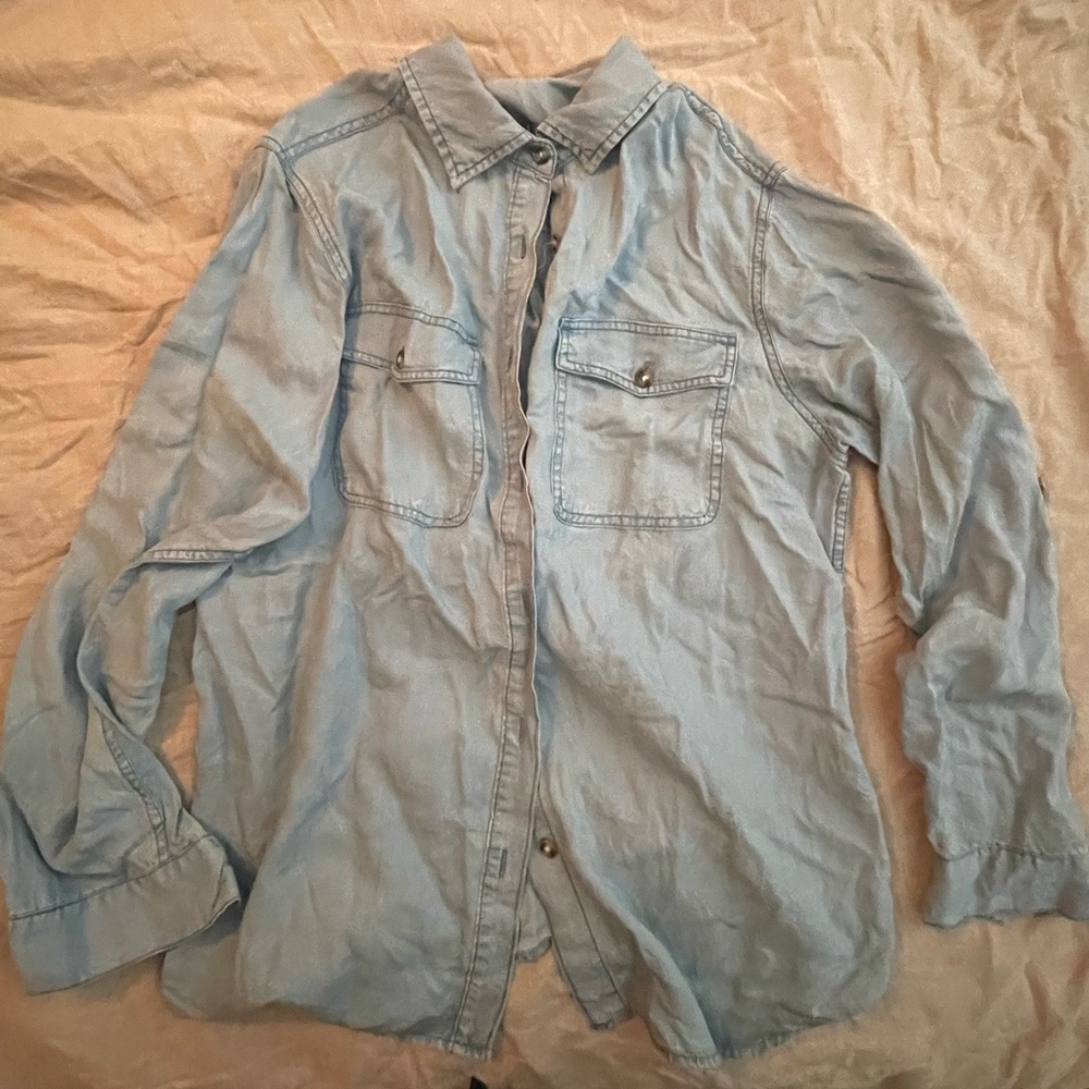 Amazon Blue Button Down Shirt Classic Collar Lightweight